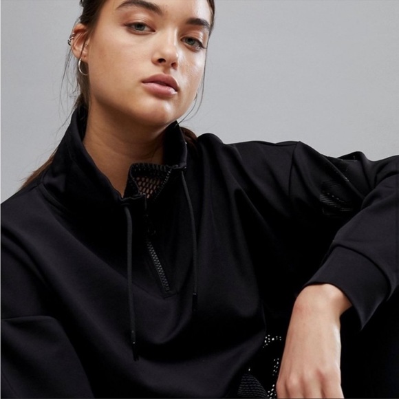 ❌CLEARANCE 🆕 NWOT IVY PARK Black Oversized Black Mesh Side Zip Sweatshirt XS - Picture 3 of 15